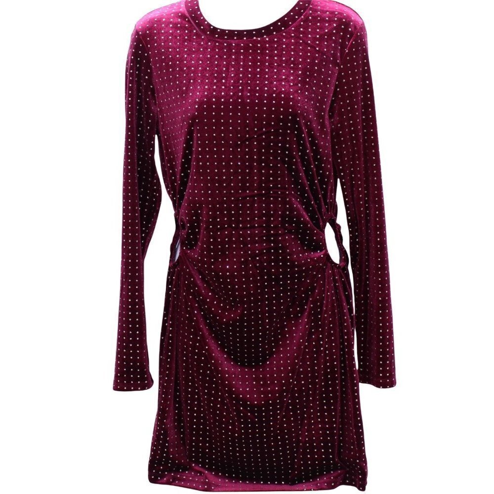 Speechless Juniors Maroon Dress Velour with rhinestone  cut out sides XL(NWT)